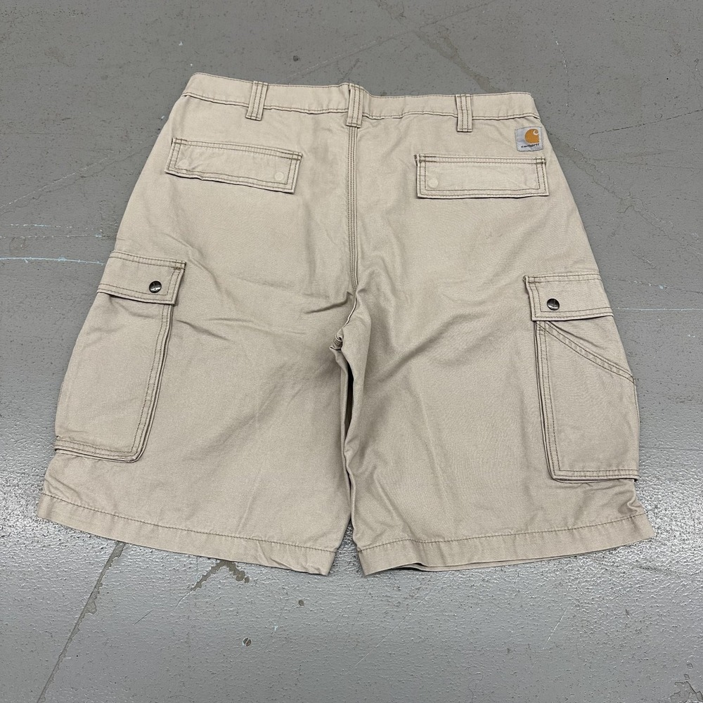 Carhartt Shorts Mens 38 Beige Canvas Cargo Relaxed Fit Workwear 12 Inseam